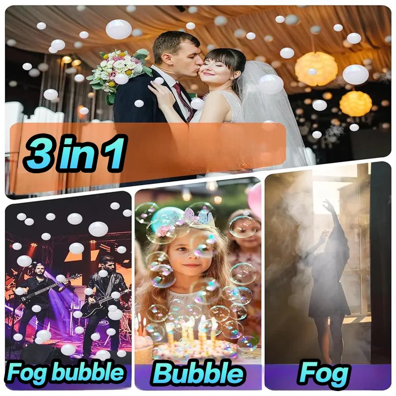 Automatic fog bubble machine 3 function modes in 1 machine for wedding party stage act Christmas Halloween day chindren toy gift