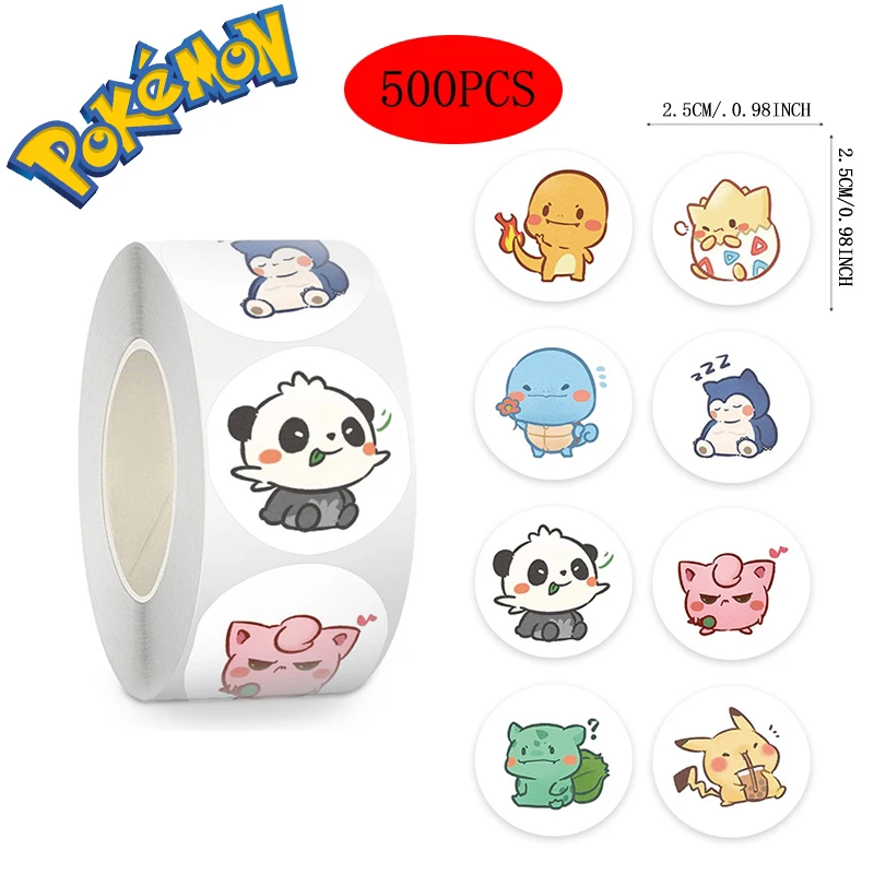 

500PCS Cartoon Pokemon Stickers Pocket Monster Pikachu Anime Figure Image Children's Reward Envelope Sealing Decoration Sticker