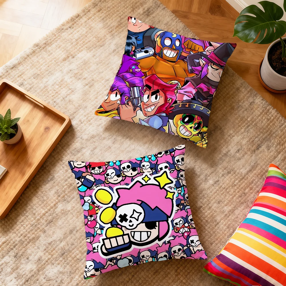 Funda de almohada suave con calavera de arte de dibujos animados para sofá, hogar, sala de estar, B-B-BrawlS, decoración de cabecera, funda de almohada, regalo, fiesta, hogar, S-StarsS