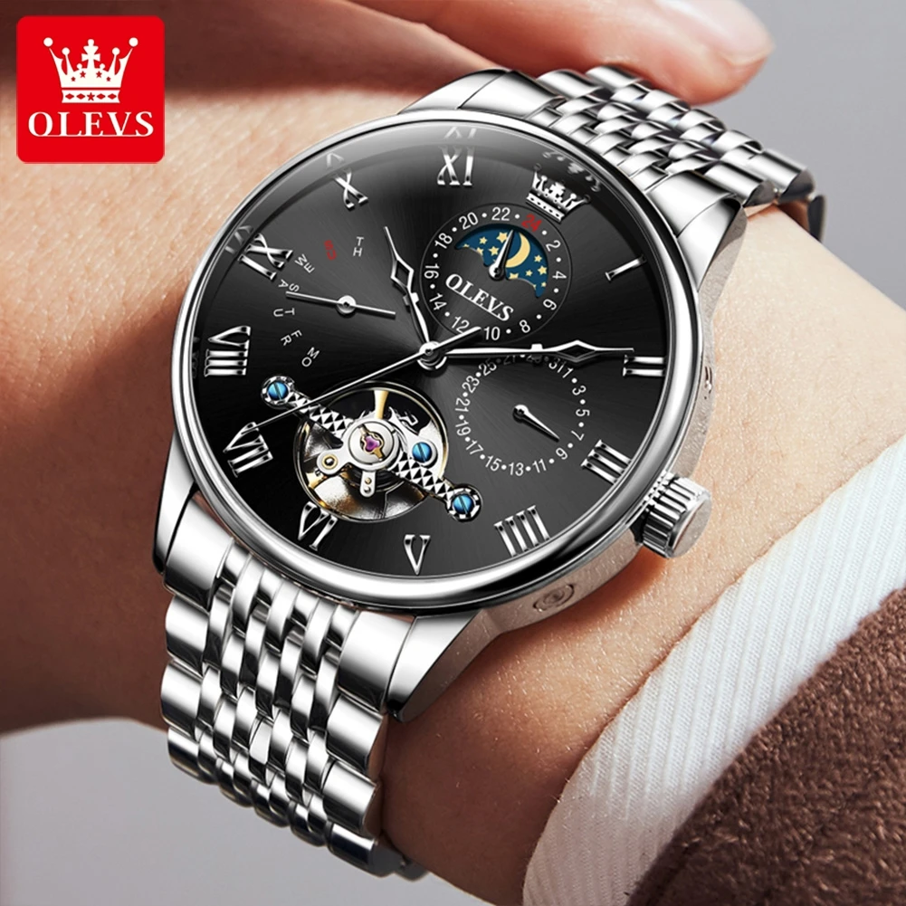 OLEVS ブランド夜光防水全自動機械式時計多機能メンズ腕時計 7009