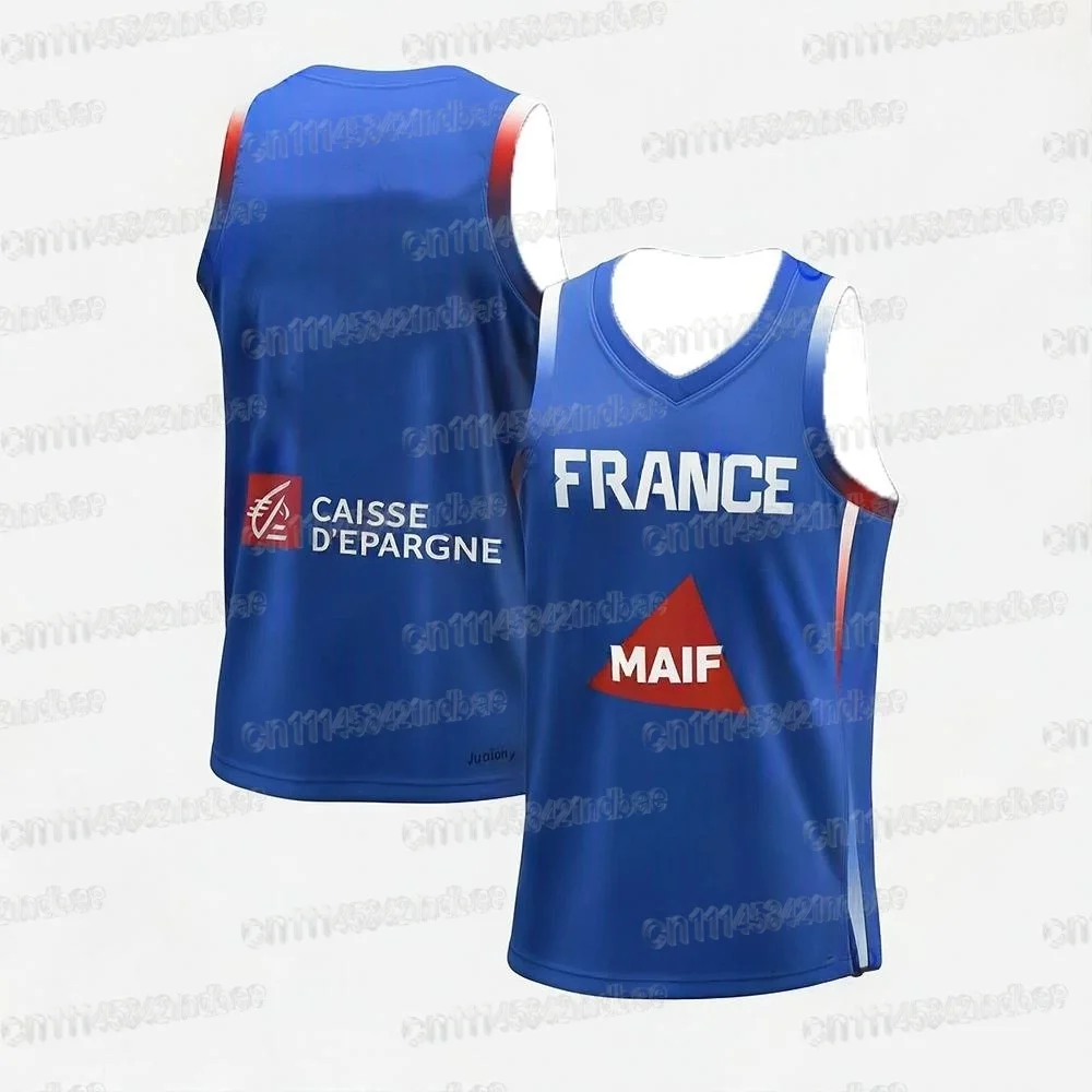 Basketballtrikots Frankreich 34 WEMBANYAMA Trikot Genäht Günstig Hochwertig Outdoor-Sportbekleidung Hellblau Familienoutfit 2026 – Detail 4
