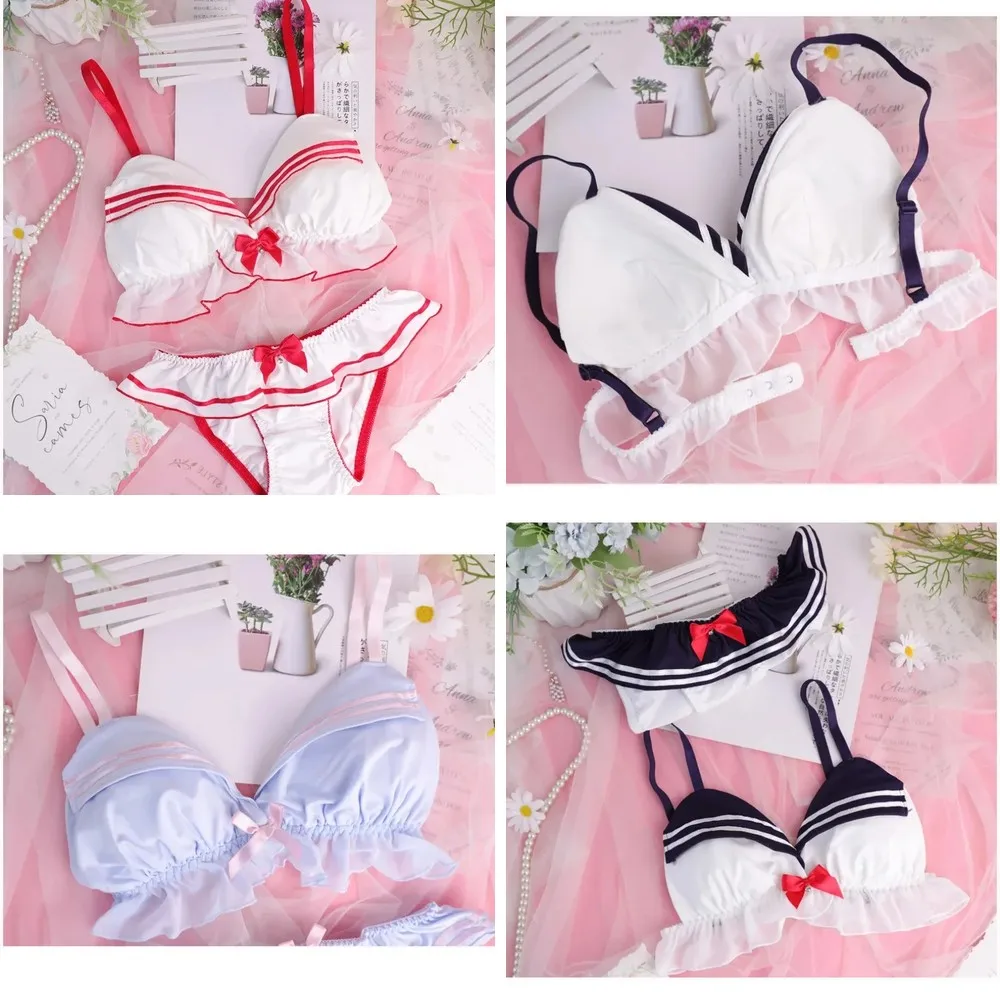 

Sexy Navy Nurse Lingerie Set for Women, 2D Sweet Bra and Panty Set, Comfortable Wireless Underwear