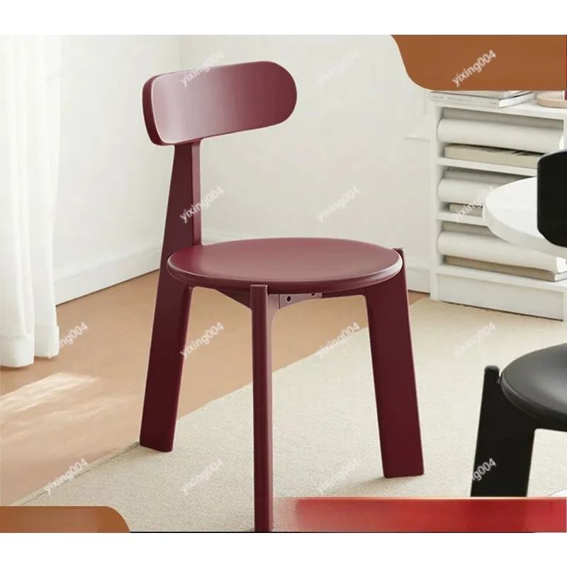 Retro Solid Wood Dining Chair Armless Backrest Chair for Home Study Living Room