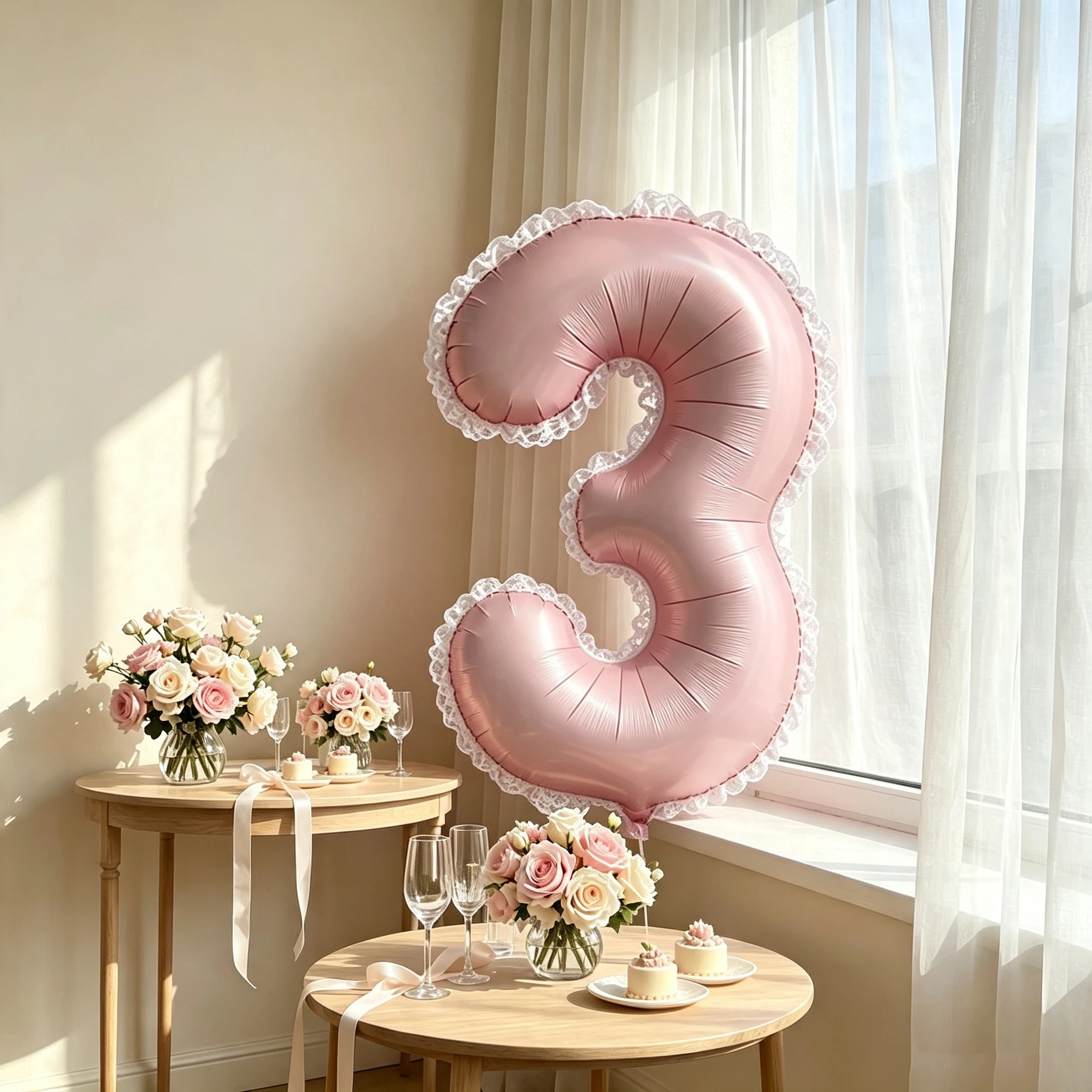 40 Zoll große matte rosa Aluminiumfolien-Zahlenballons, 0-9 Spitzenrand-Aluminiumfolienballons, mit Klebepunkten, wiederverwendbar, geeignet für Geburtstagsfeiern, Feiertagsdekorationen,
