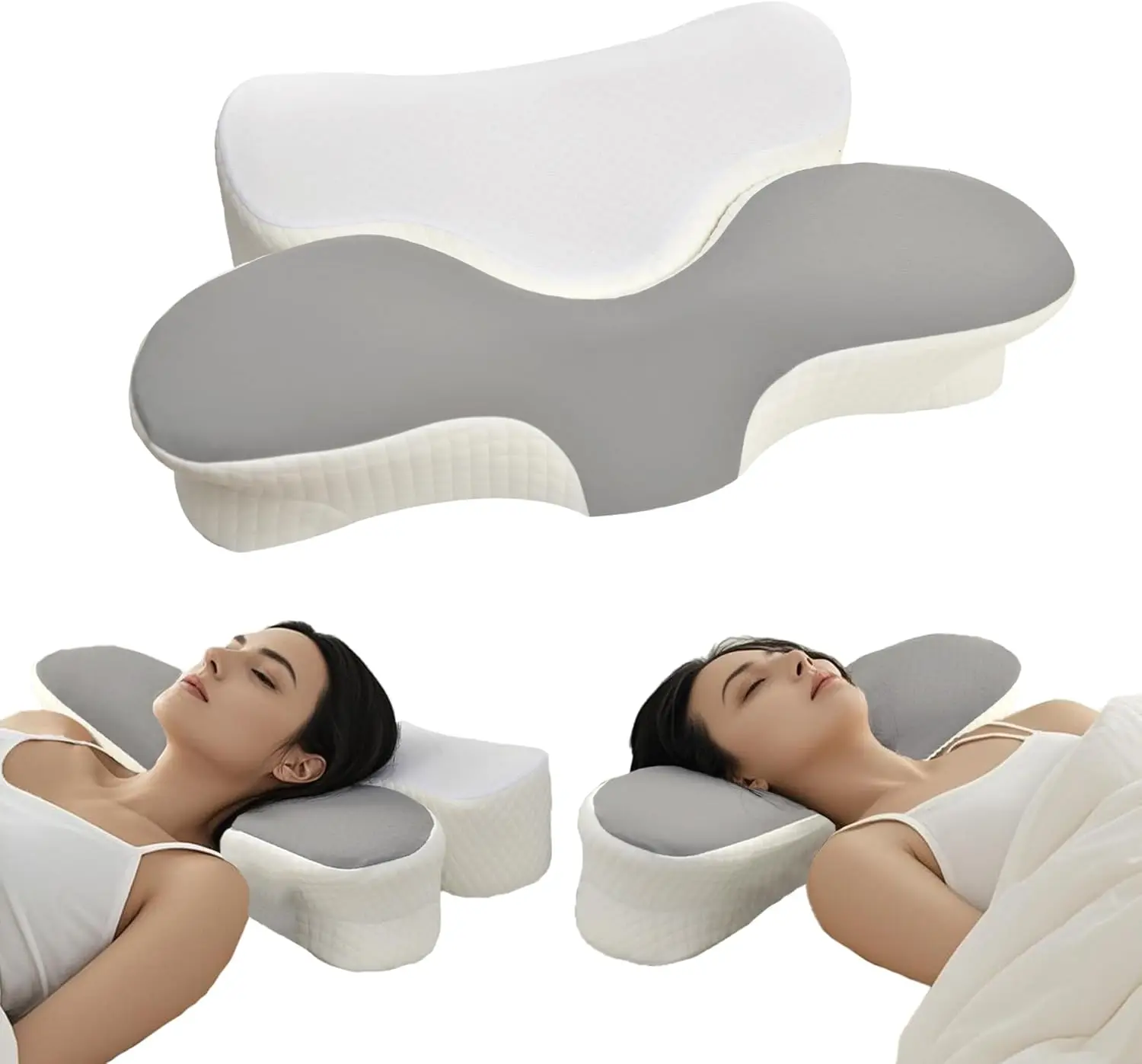 

Cervical Ergonomic Neck Pillow with Memory Foam for Side Sleepers, Orthopedic Support for Back & Stomach Sleepers, Cooling Comfo