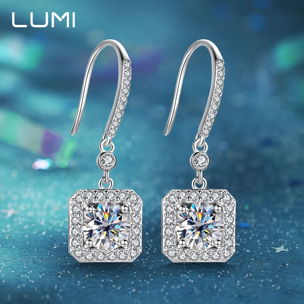 

2025 Stylish Square 925 Silver Stud Earrings 6.5mm 1cctw Moissanite Exquisite Wedding Anniversary Ear Hoop for Unisex Gift