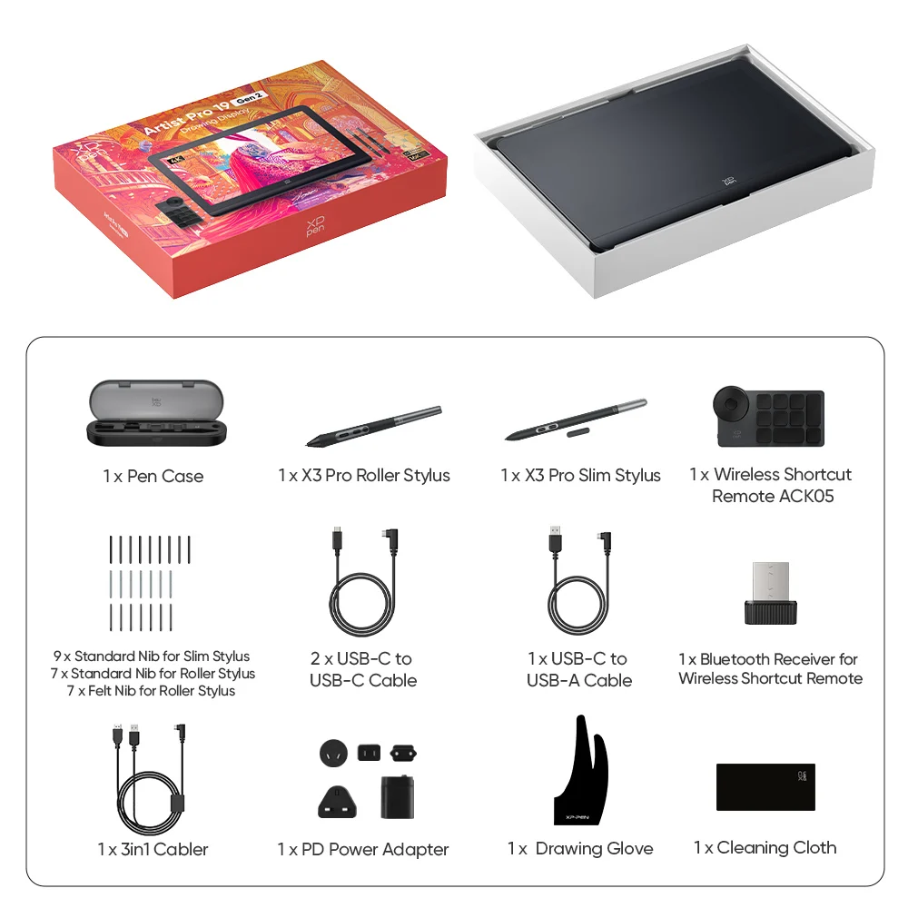 XPPen Artist Pro 19 (Gen 2) 4K Graphics Tablet Monitor with 99.8
