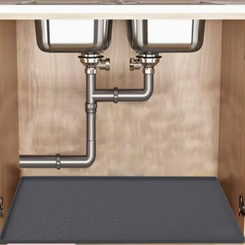 Kitchen Silicone Drain Pad Square Under Sink Mat Waterproof Non-Slip Heat Resistant Drip Proof Tray