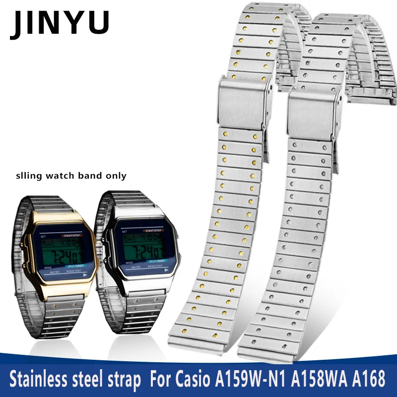 New Stainless Steel Watchband 18mm For Casio A159W-N1 A158WA A168/B650 /AQ230 a168w/A158W MRW200/AEQ-110 Metal Bracelet Strap