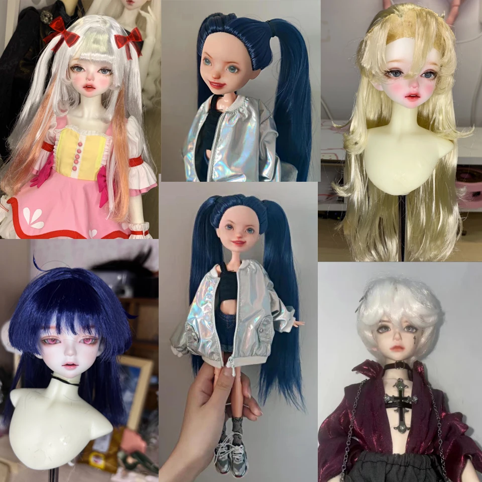 Peruca artesanal de Crochet com Leite Seda, BJD, Acessórios SD Doll, Rosa, Roxo, Preto, 1,3, 1,4, 1,6, 1,8, 1,12