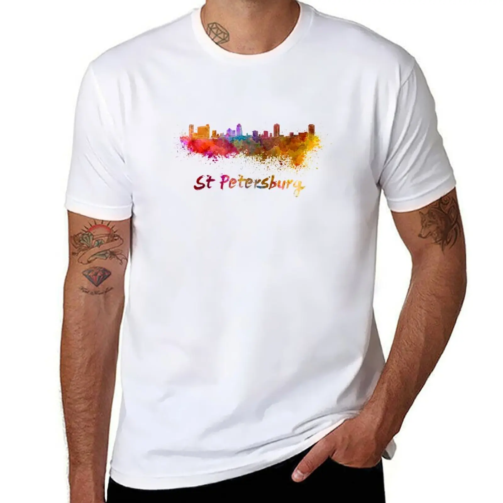 

St Petersburg FL skyline in watercolor T-Shirt sublime vintage t shirts Short sleeve tee men