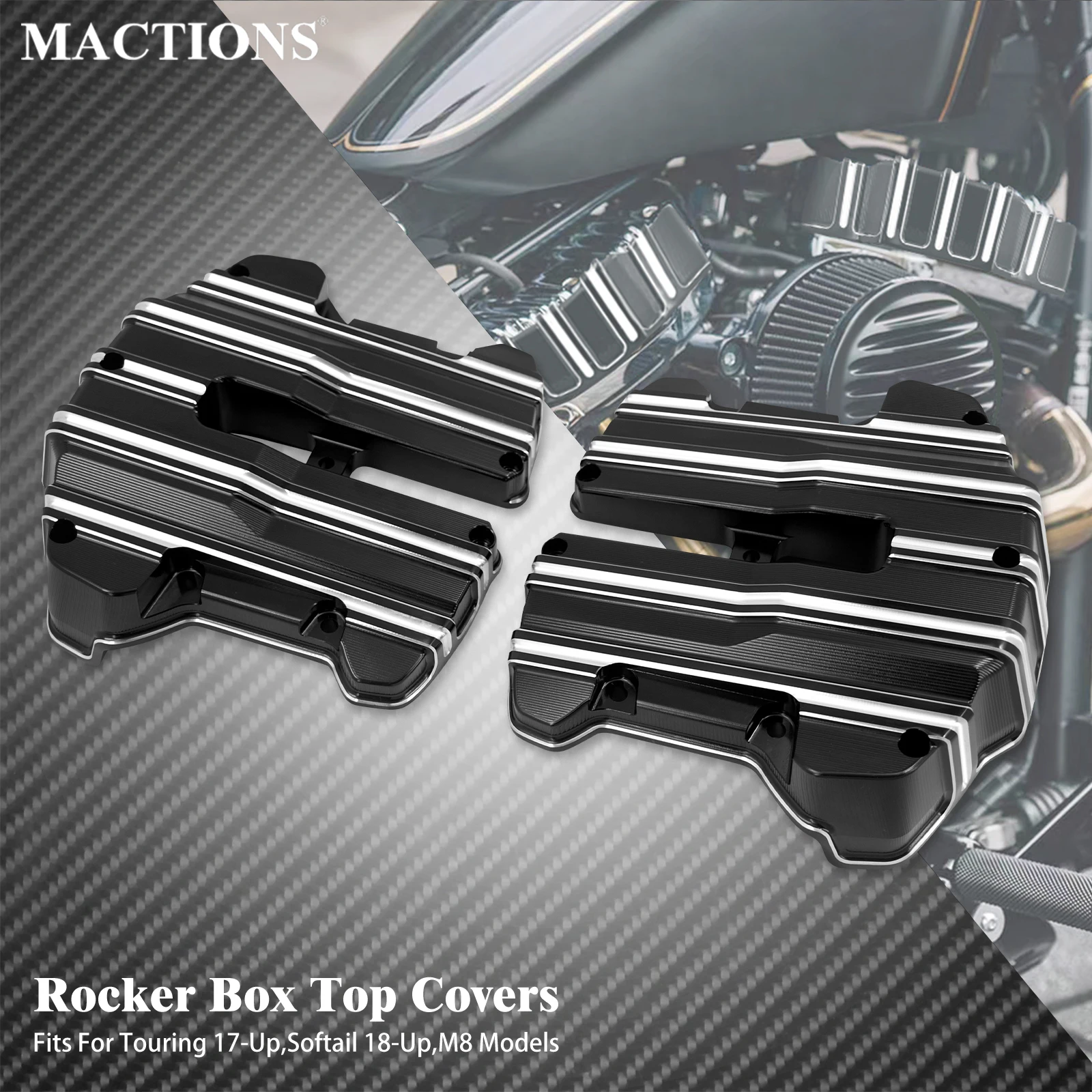 Motorcycle Rocker Box Top Cover Case Set For Harley Touring Road Street Glide FLHR FLHTK Ultra Softail Fat Boy Low Rider 17-2024