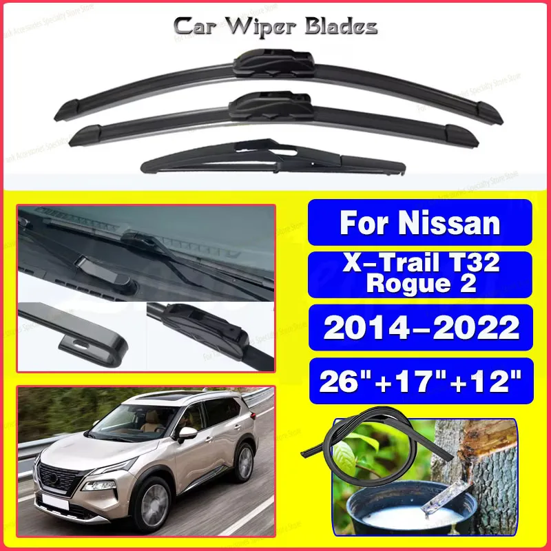 Car Windshield Windscreen Front Rear Wiper Blade Rubber Accessories For Nissan X-Trail T32 Rogue 2 2014-2022 2020 2021 26