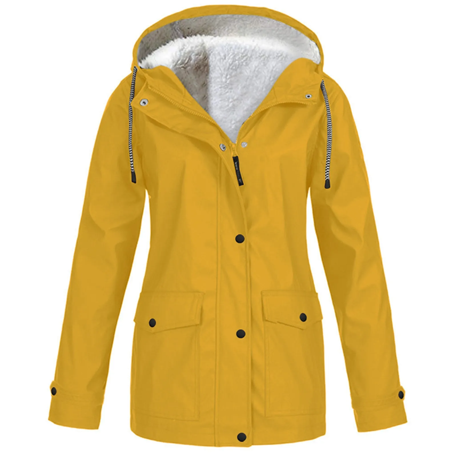 Frauen feste Regen jacke im Freien plus Größe wasserdichter Kapuzen regenmantel wind dicht neue warme Jacke wind dichte Outdoor-Kleidung 2024