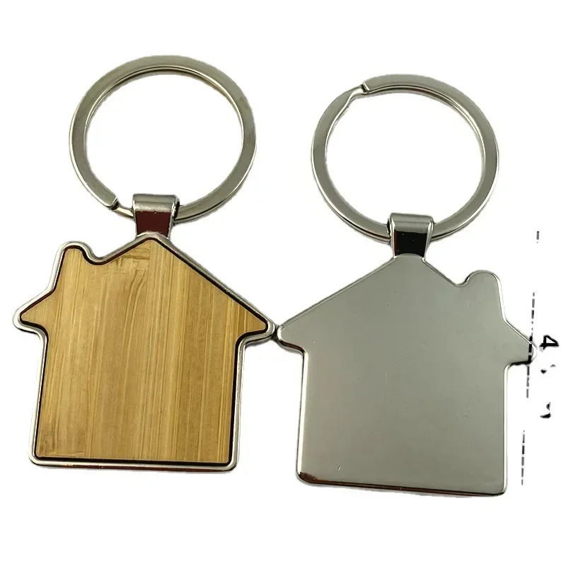 Round Solid Beech Wood DIY Personalized Wooden Engraved Keyring Custom Own LOGO Keychain Making Key Chain Square Customize