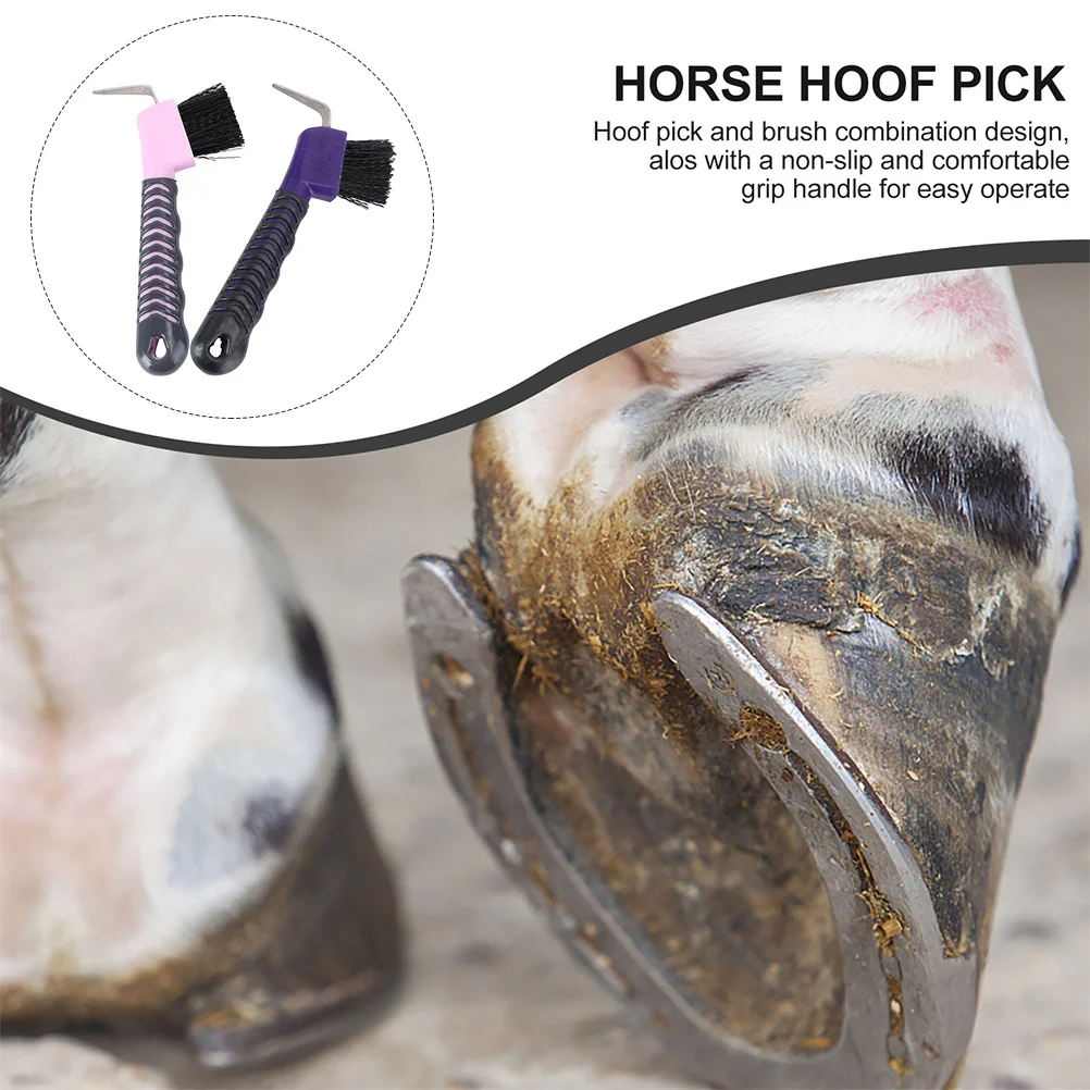 2 قطعة أداة تهذيب الحصان حافر اختيار فرشاة عالية الجودة PP Tpe آمنة دائم للحوافر والأحذية أدوات تهذيب الحصان #3