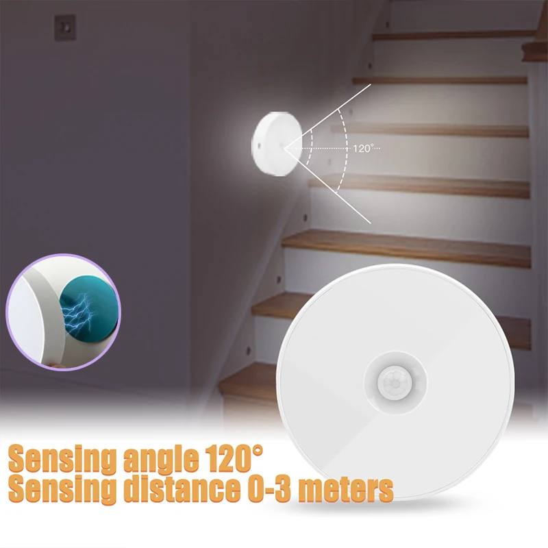 

Motion Sensor Light USB Night Light LED Lamp With Switch Rechargeable Inductor Lights For Kitchen Stairs Hallway Closet Bedroom