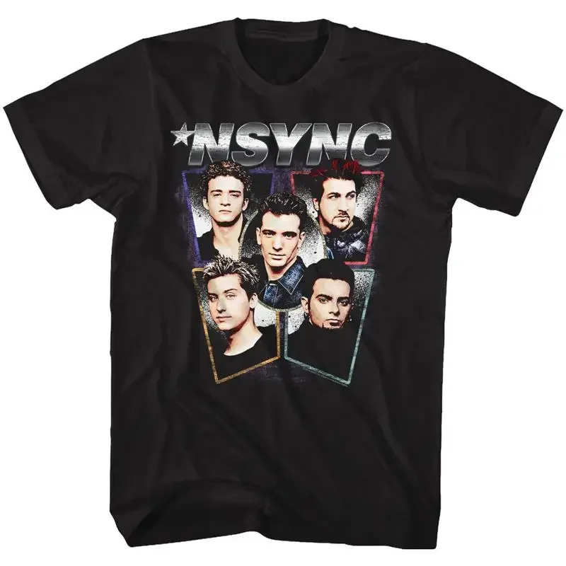 Nsync Mens T Shirt New Head Shot Photo In 100 Black Cotton Sizes Sm 5Xl