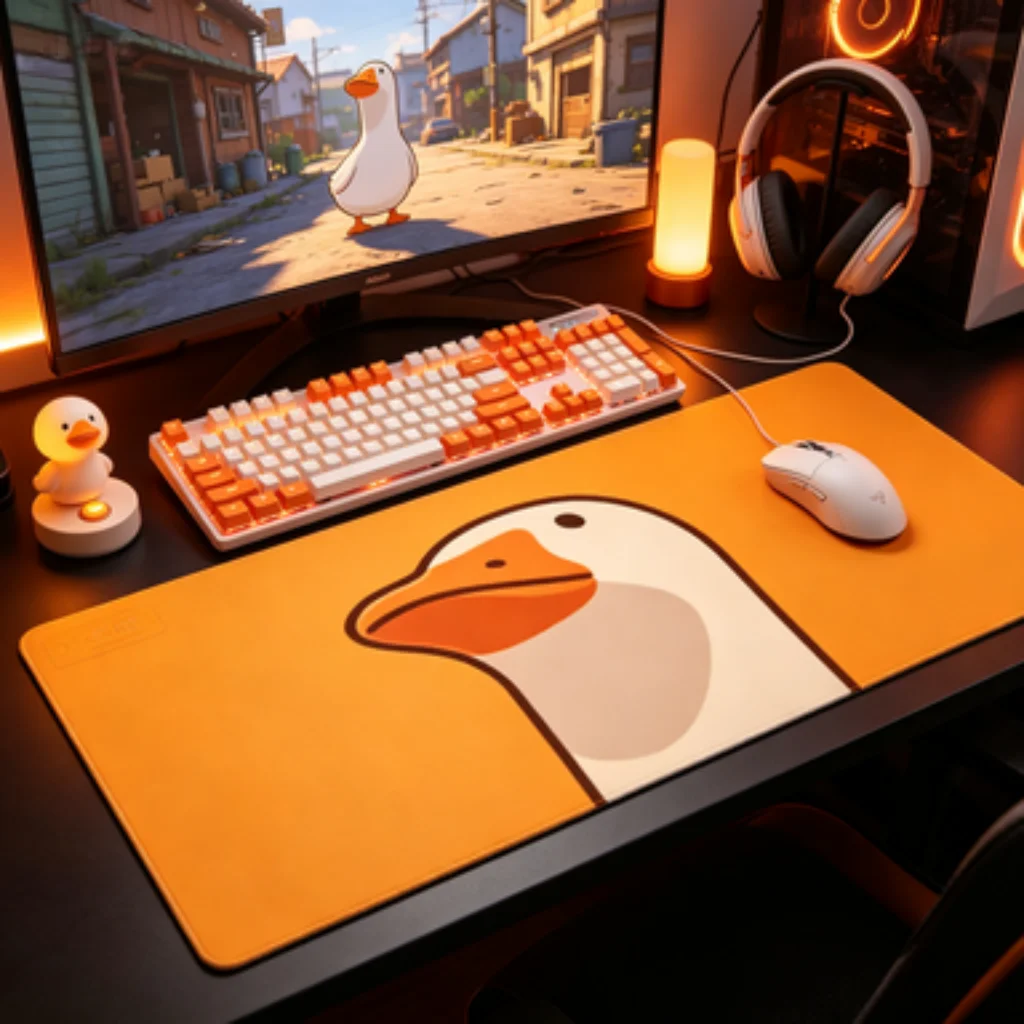 Black White Calligraphy Desk Mat, Orange Goose Mouse Pad, Basketball Court PC Accessory, Floral Graffiti Mat, Line Art Mouse Pad
