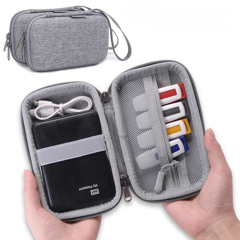 Portable Waterproof Electronic Accessory Travel Storage Bag for Hard Disk USB Data Cables