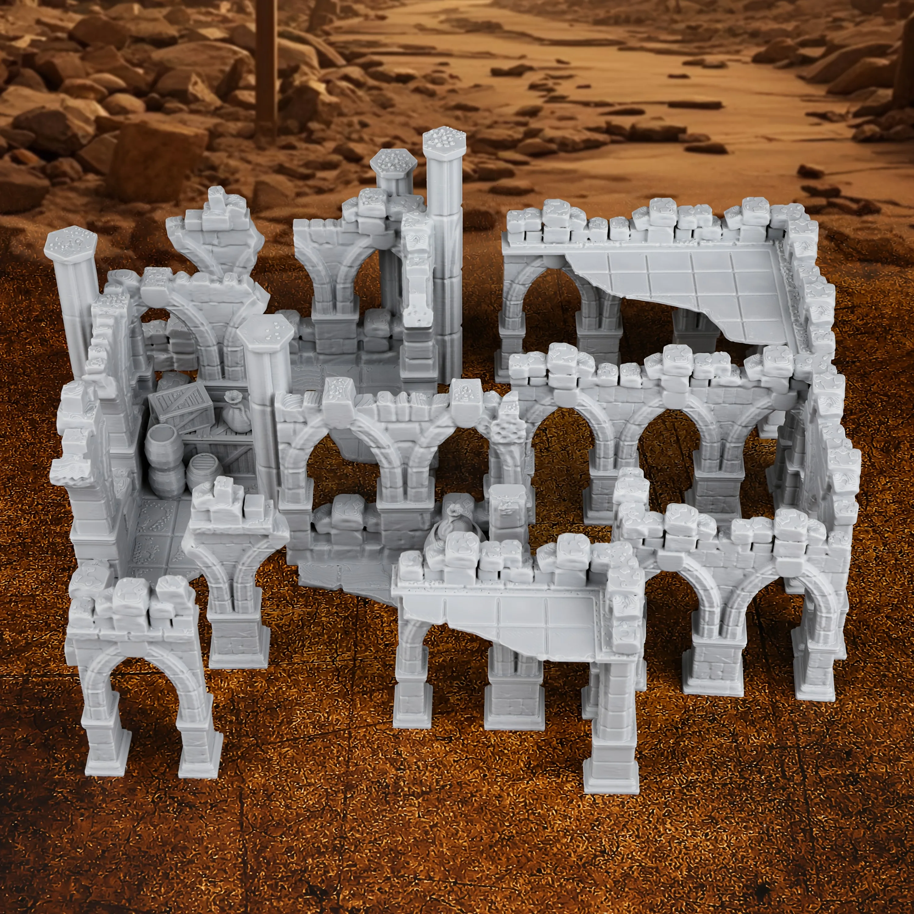 

Набор миниатюрных руинированных зданий для RPG, постапокалиптические и фэнтезийные аксессуары для игровых сценариев, 28 мм, модульный декор для TTRPG