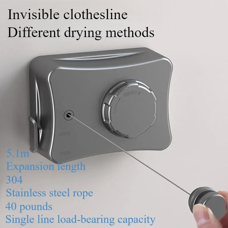 Retractable Clothesline Stainless Seel Pull-Out Clothes-Drying Machine Rope Space-Saving Clothes Drying Rack For Household