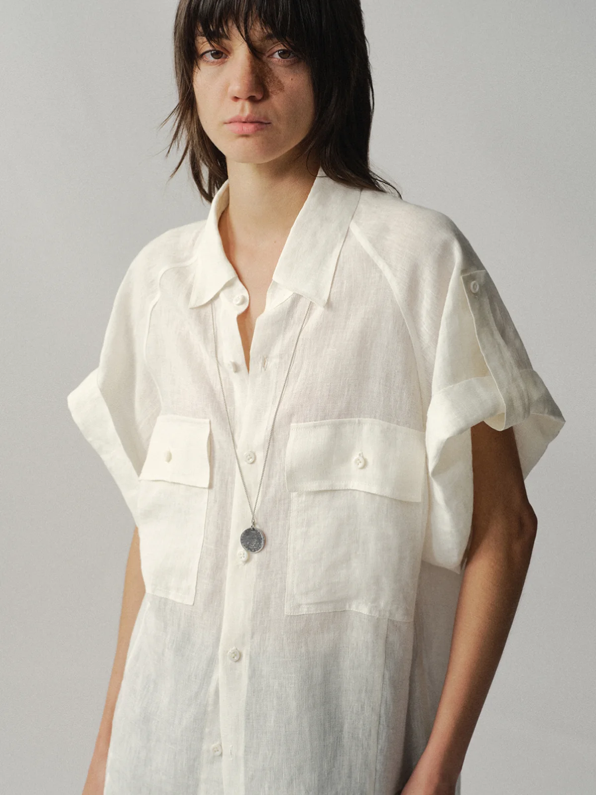 

Женская льняная рубашка Liegee Safari с коротким рукавом, с манжетами, повседневная, прямого кроя, с карманами, дышащая, весенняя мода