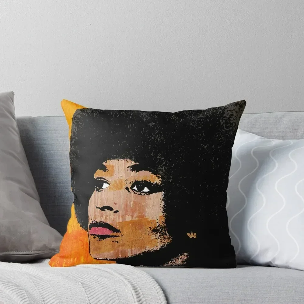 ANGELA DAVIS (COLOR) Throw Pillow Pillows Aesthetic Bed pillowcases Rectangular Cushion Cover pillow