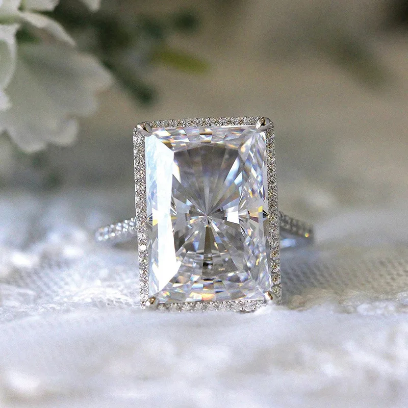 Radiant Rectangular Ring, Exaggerated and Luxurious Temperament, Internet Famous  Fashionable  Simple Index Finger Ring