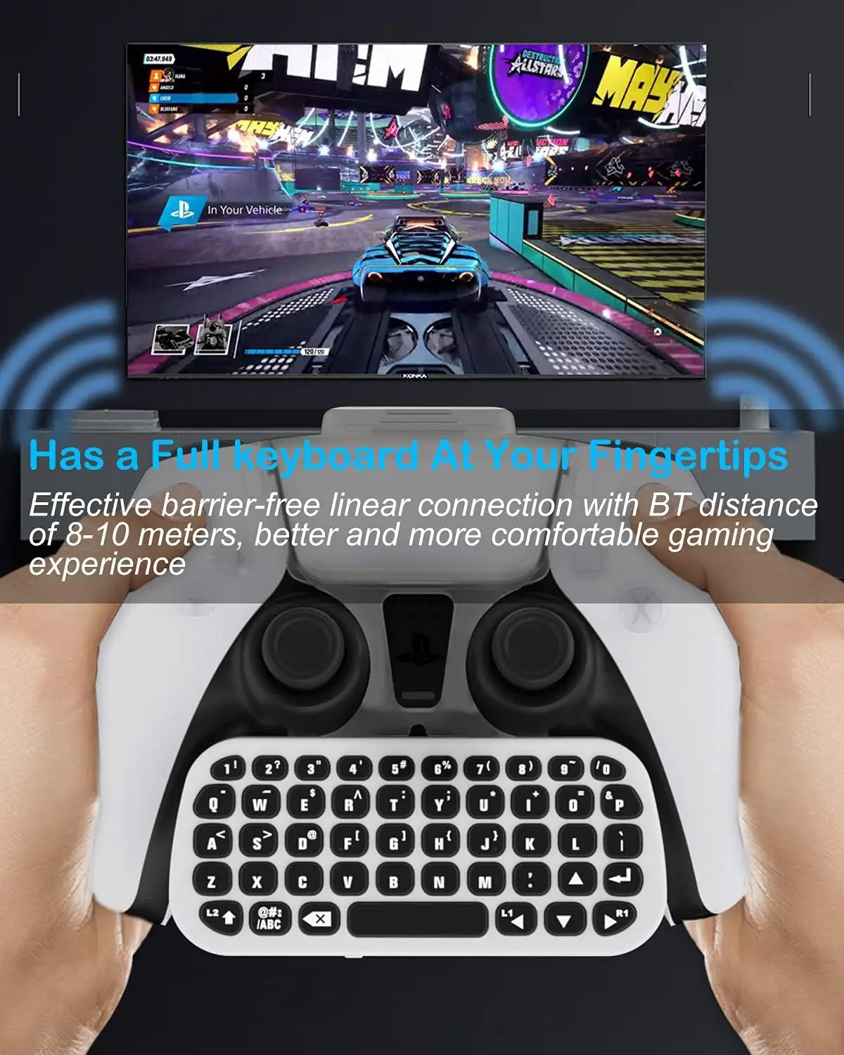 แป้นพิมพ์คอนโทรลเลอร์ PS5 - อุปกรณ์เสริมคอนโทรลเลอร์คีย์บอร์ดมินิบลูทูธไร้สายดูอัลเซนส์ 5 แชทแพด