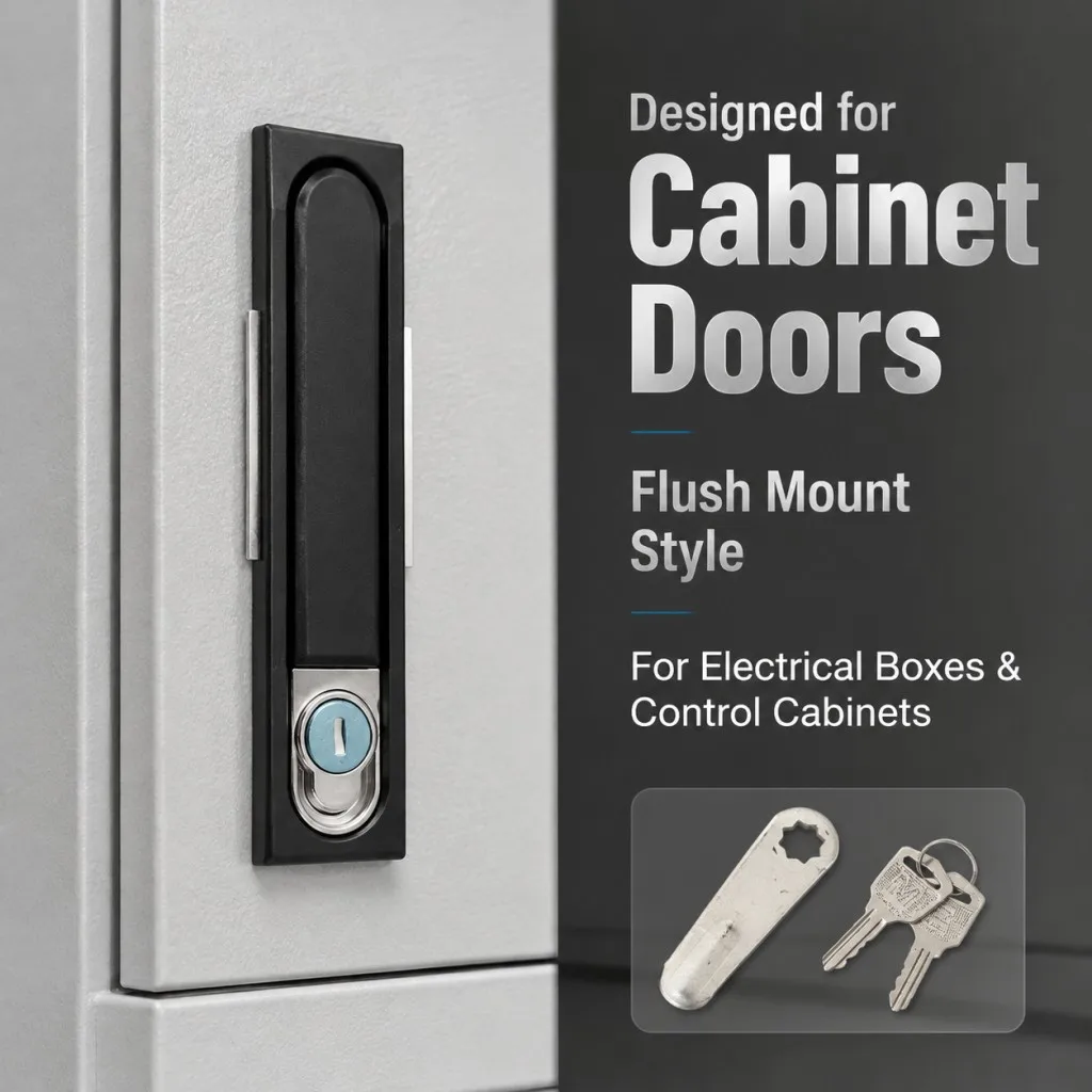 1set Electric Cabinet Lock Aluminum Alloy Panel Lock With Keys Push‑to‑Open Swing Handle Lock for Switchgear Distribution Box