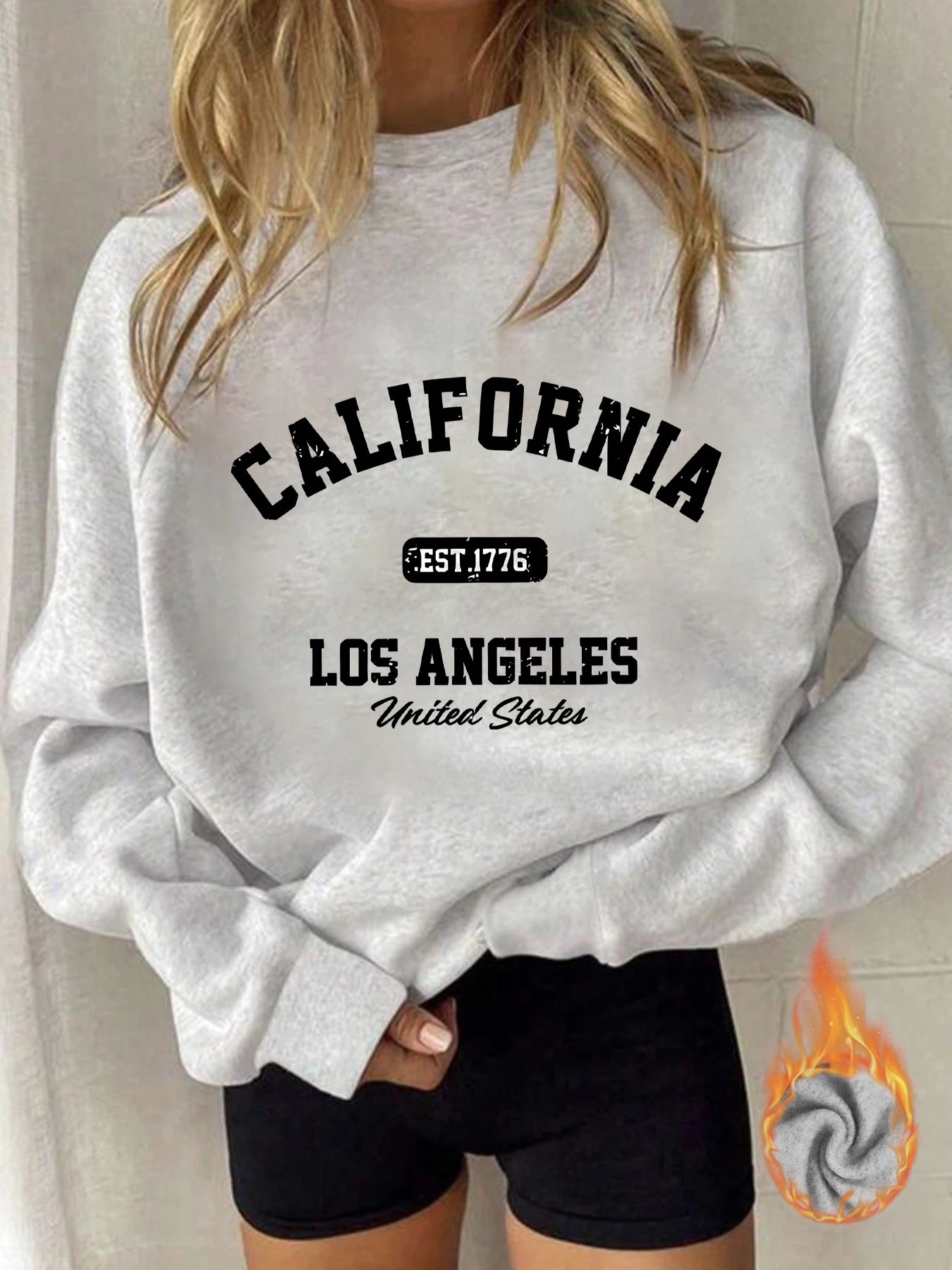 

Модная женская толстовка с английскими буквами и круглым вырезом с принтом, свободная толстовка с длинными рукавами для женщин