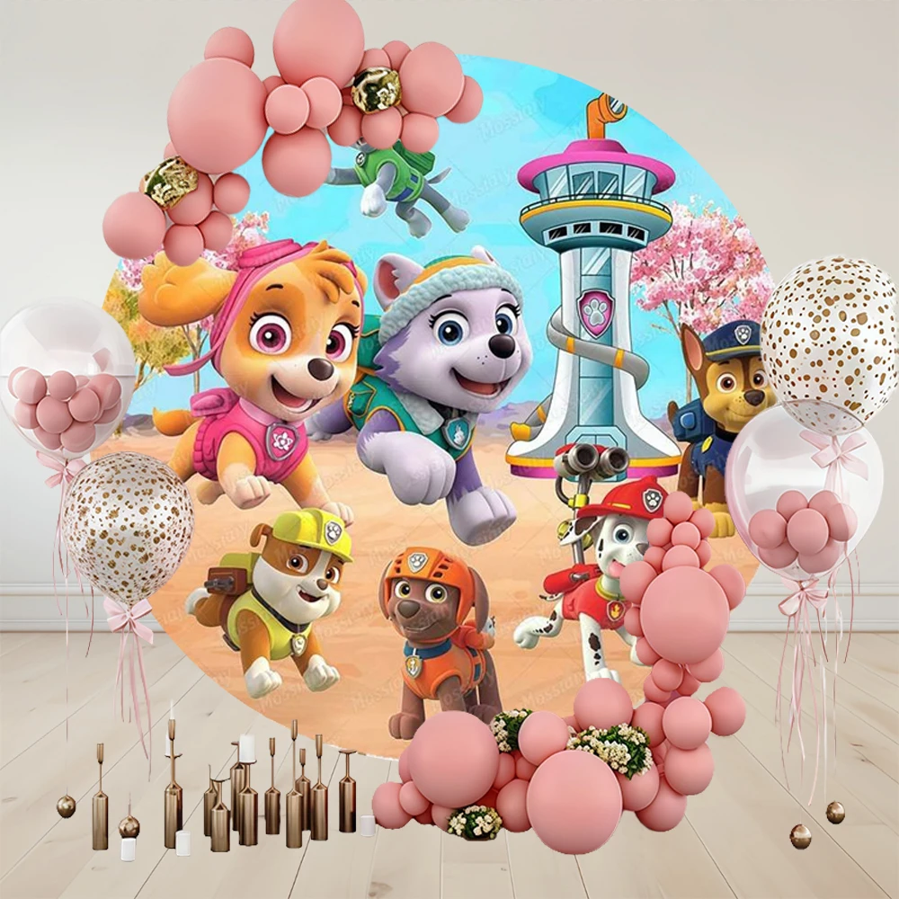 

Круглые фоновые панели PAW Patrol для фотосессий: декор для дня рождения мальчика, вечеринки в честь рождения ребенка, портретной съемки, круглый фон для студийных съемок