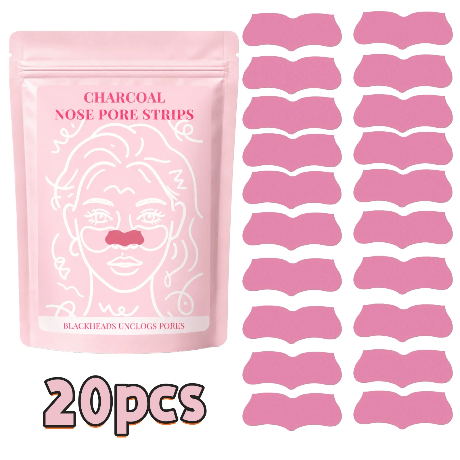 20Pcs Deep Cleansing Blackhead Remover Nose Strips, Shrink Pores Nose Patches Suitable for Men and Women