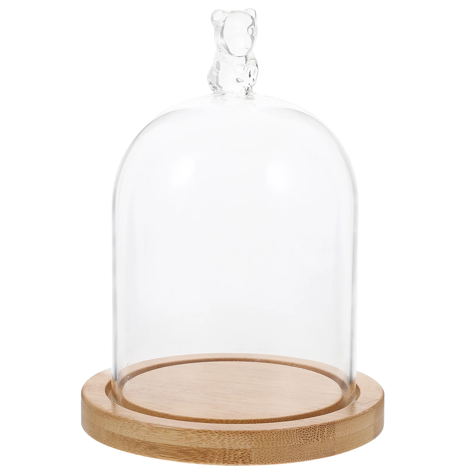 

Glass Dome Small Bear Transparent Cover For Dried Flower Craft Diy Decoration Wood Base Valentine Gift Home Decor