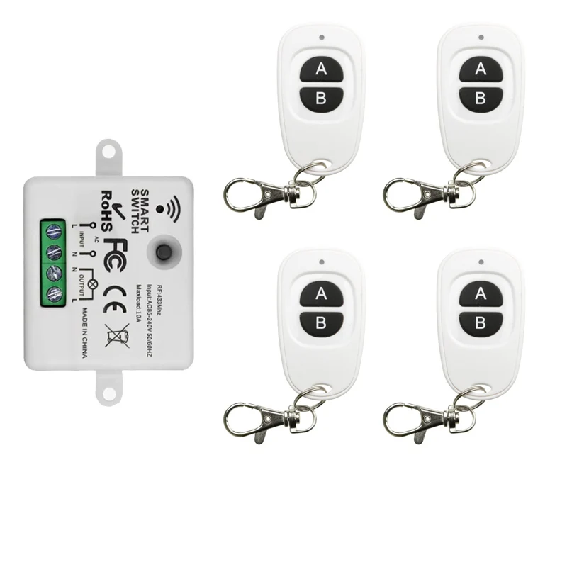 433MHz AC 110V 220V 1CH 1 CH RF Wireless Remote Control Relay Switch light/lamp/Garage Doors shutters projection screen