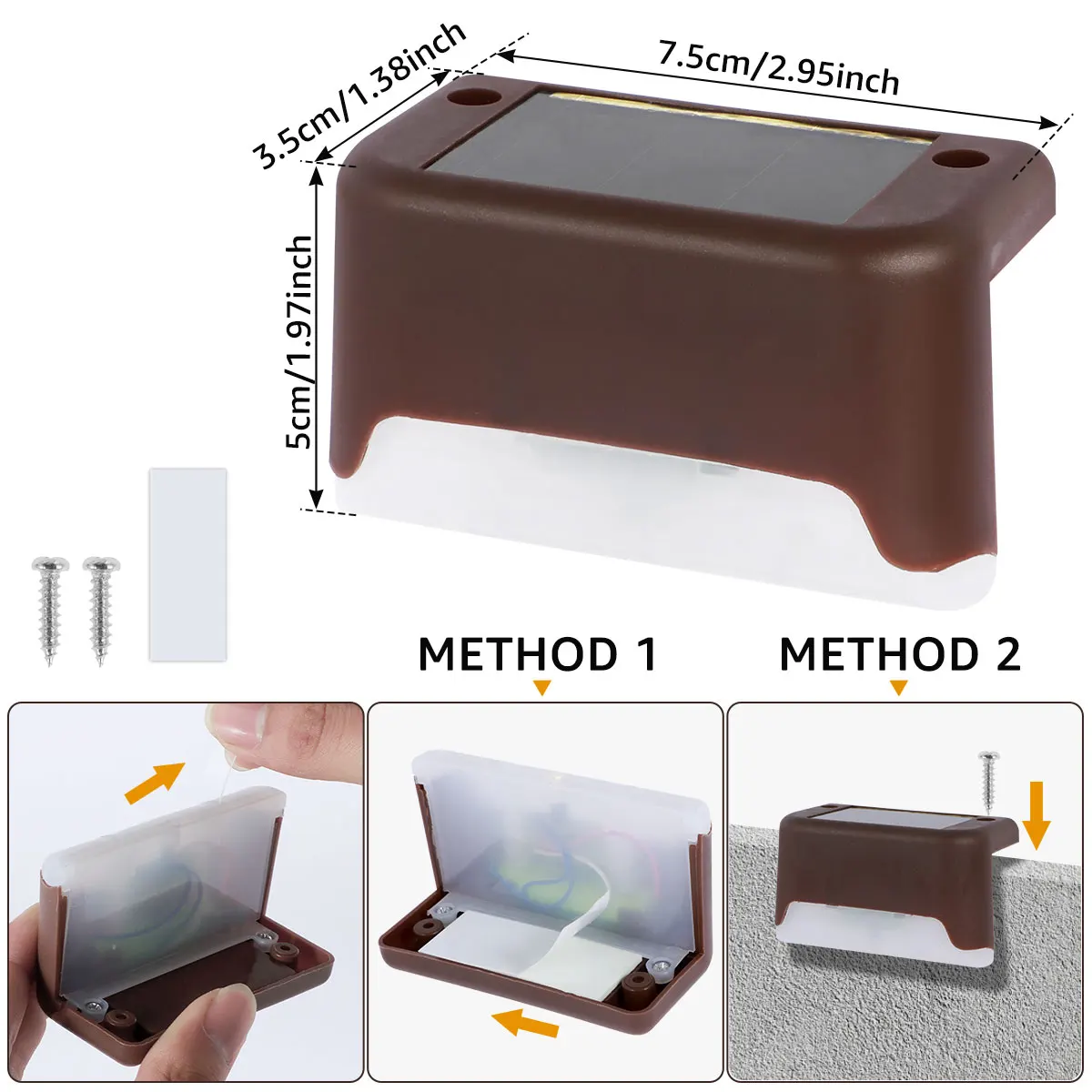 Warm White Solar Fence Lamp LED Solar Step Lamp Outdoor Step Light Waterproof Garden Decor Lamp for Patio Stairs Railing Pathway