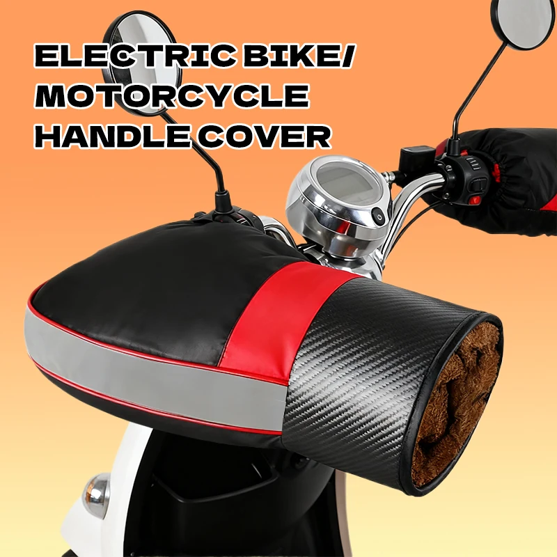 1Pair Motorcycle Handlebar Muffs Protective Motorcycle Scooter Thick Warm Grip Handle Bar Muff Rainproof Winter Warmer Gloves