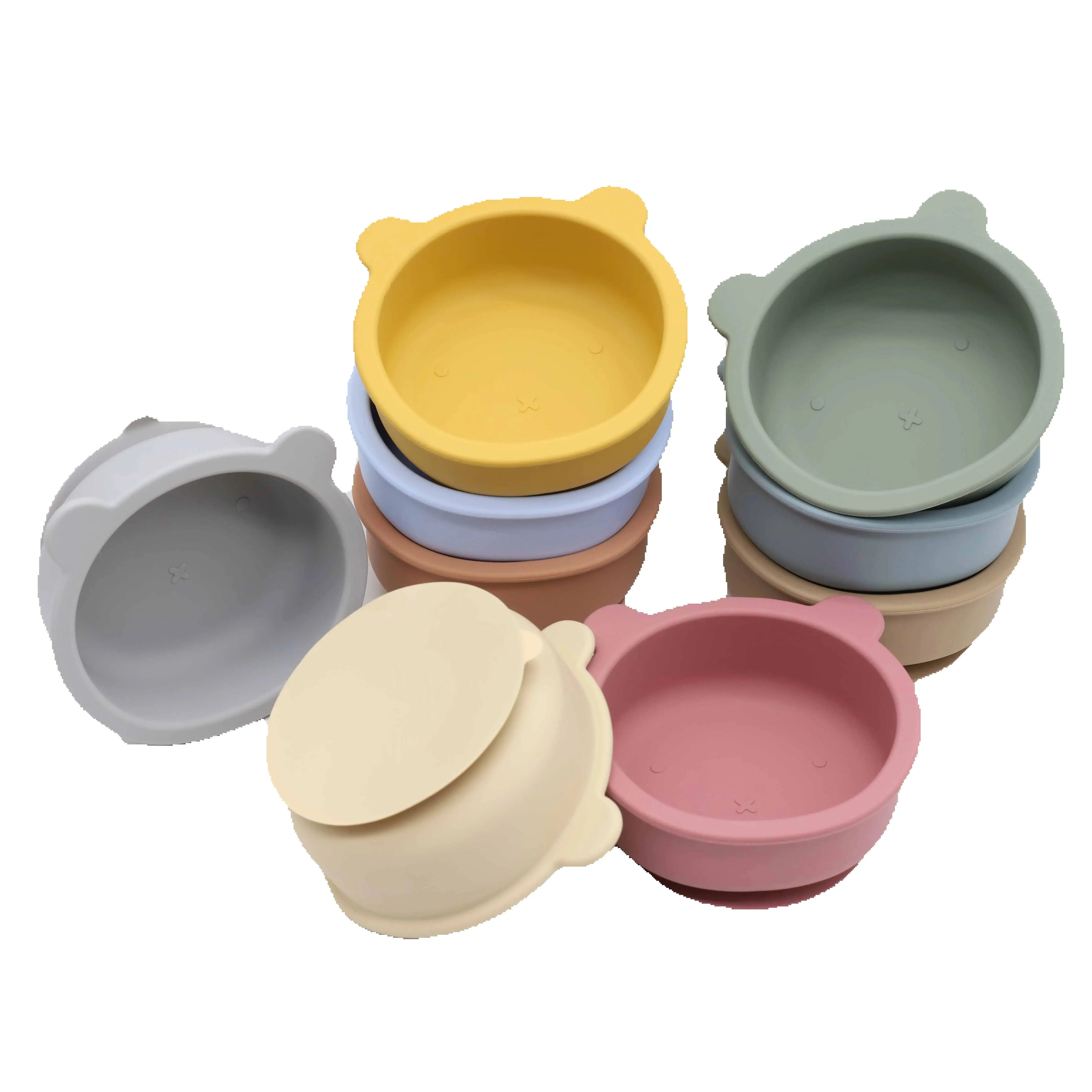 

Food Grade Silicone Baby Bowl Strong Suction Base Non Slip Cute Bear Toddler Feeding Bowl for Infants
