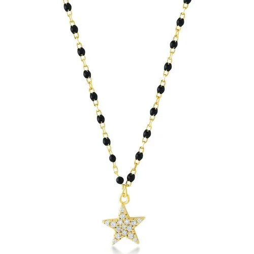 Foreva Jewels Black Enamel Star Figure Gold Plated Necklace