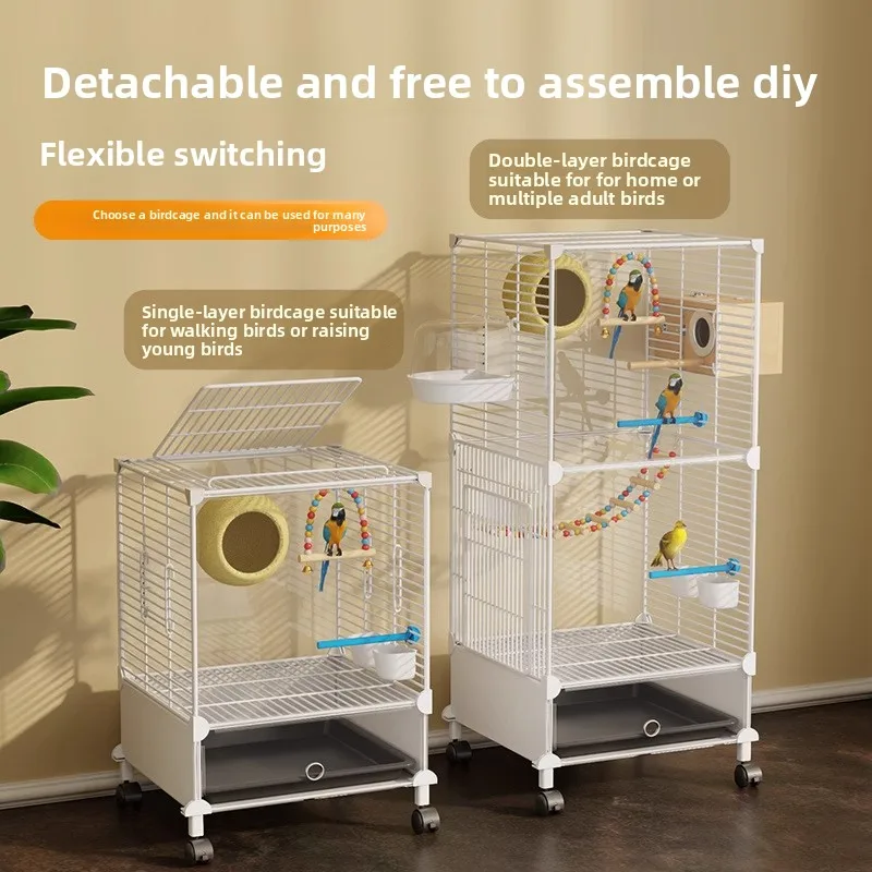 

Large Bird Cage for Parrots & Budgies Luxury Cockatiel Lovebird Mansion Innovative Design Pet Aviary Parakeet Spacious Habitat