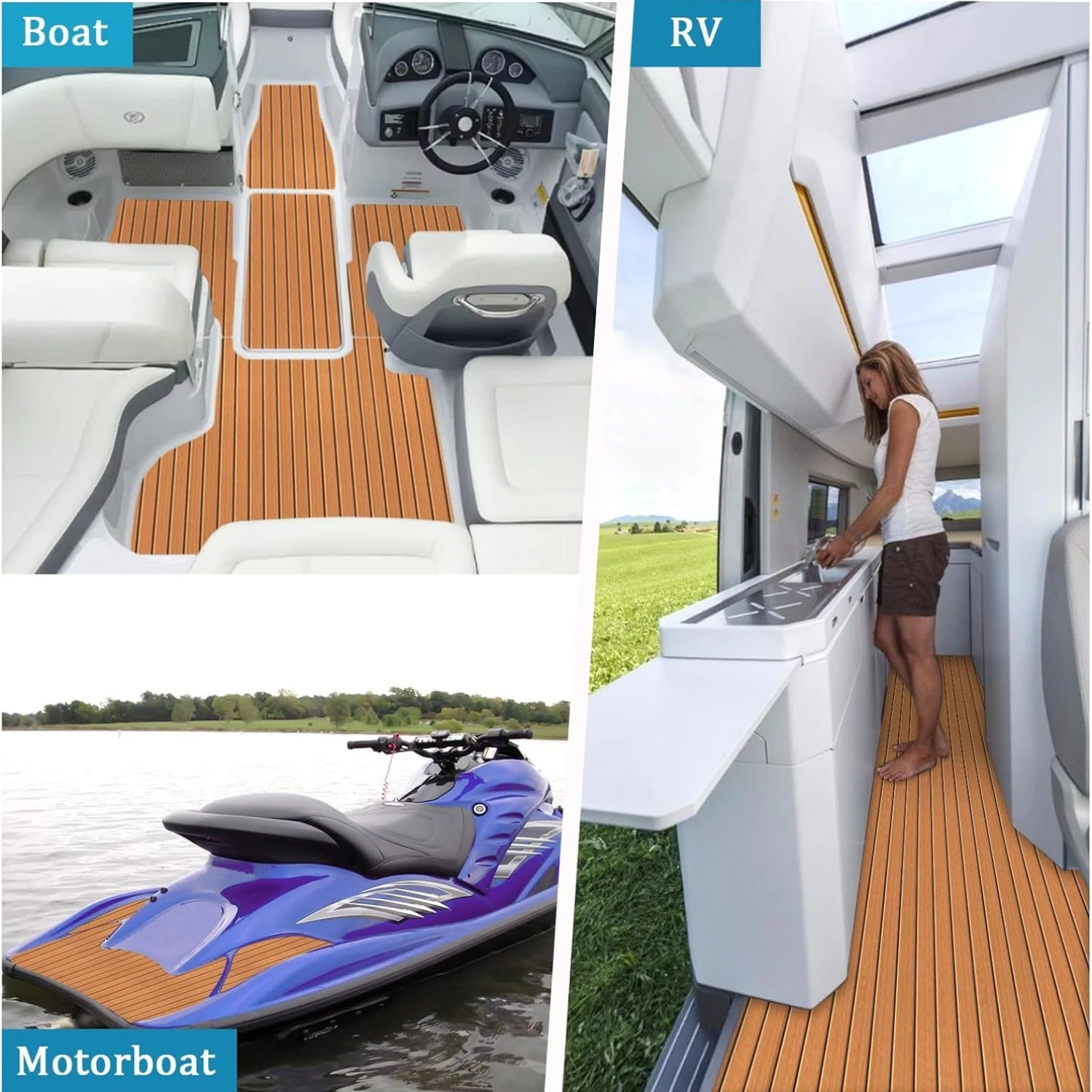 2400 * 1200 * 5 mm EVA Faux Teak Foam Decking Sheet Samoprzylepna mata na pokład jachtowy Akcesoria do łodzi Marine Antypoślizgowa podkładka podłogowa Seadoo