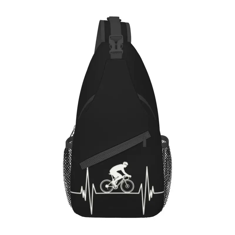 Road Cyclist Heartbeat Biking Sling Crossbody Backpack Men MTB Mountain Bike Shoulder Chest Bag for Cycling Camping Daypack