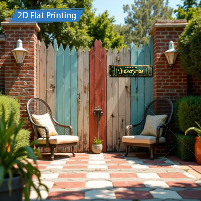 1 قطعة 4x16 بوصة علامة معدنية ريفي "مرحبًا بكم في Timberlands" علامة معدنية لديكور المزرعة