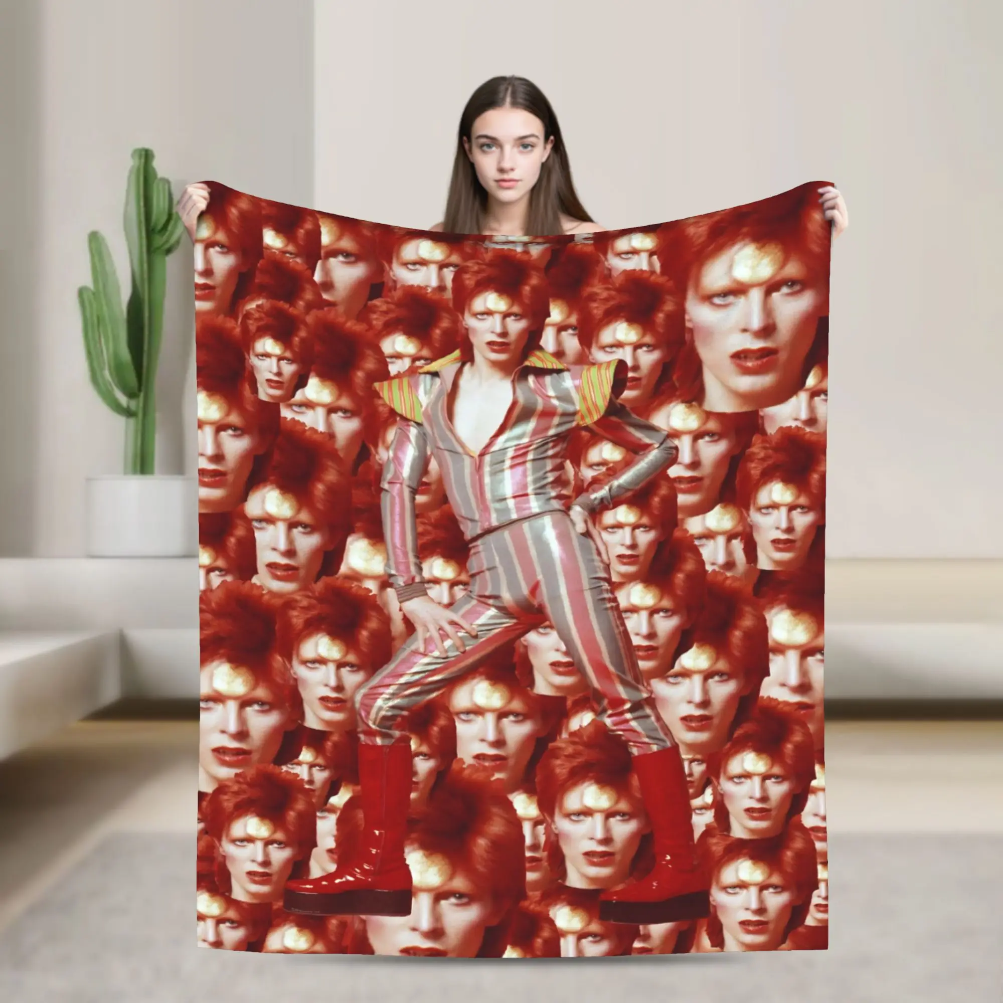 Davides Bowies Blanket Multiple Sizes Warm Cozy Fluffy  Throw Blankets for Sofa Couch and Bed
