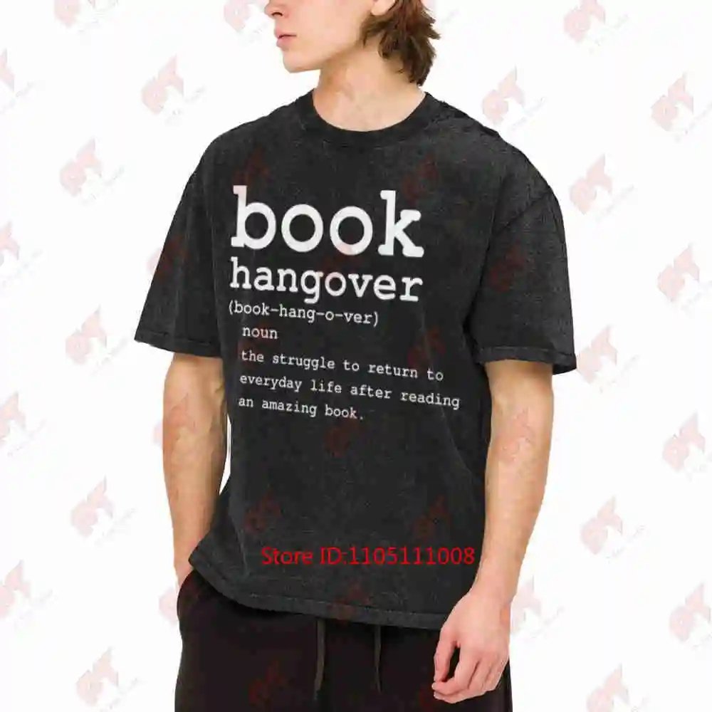 Book Hangover Reading Lover Bookworm Librarian Vintage Washed Tee Pure Cotton T-Shirt
