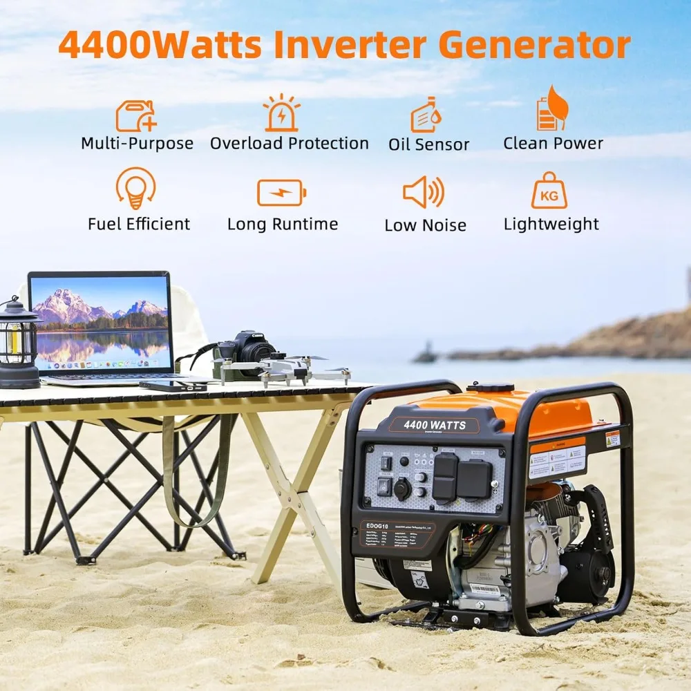 Emergency Home Backup, RV Ready 30A Outlet, EPA 4400-Watts Inverter Generator, Open Frame Generator Gas Powered