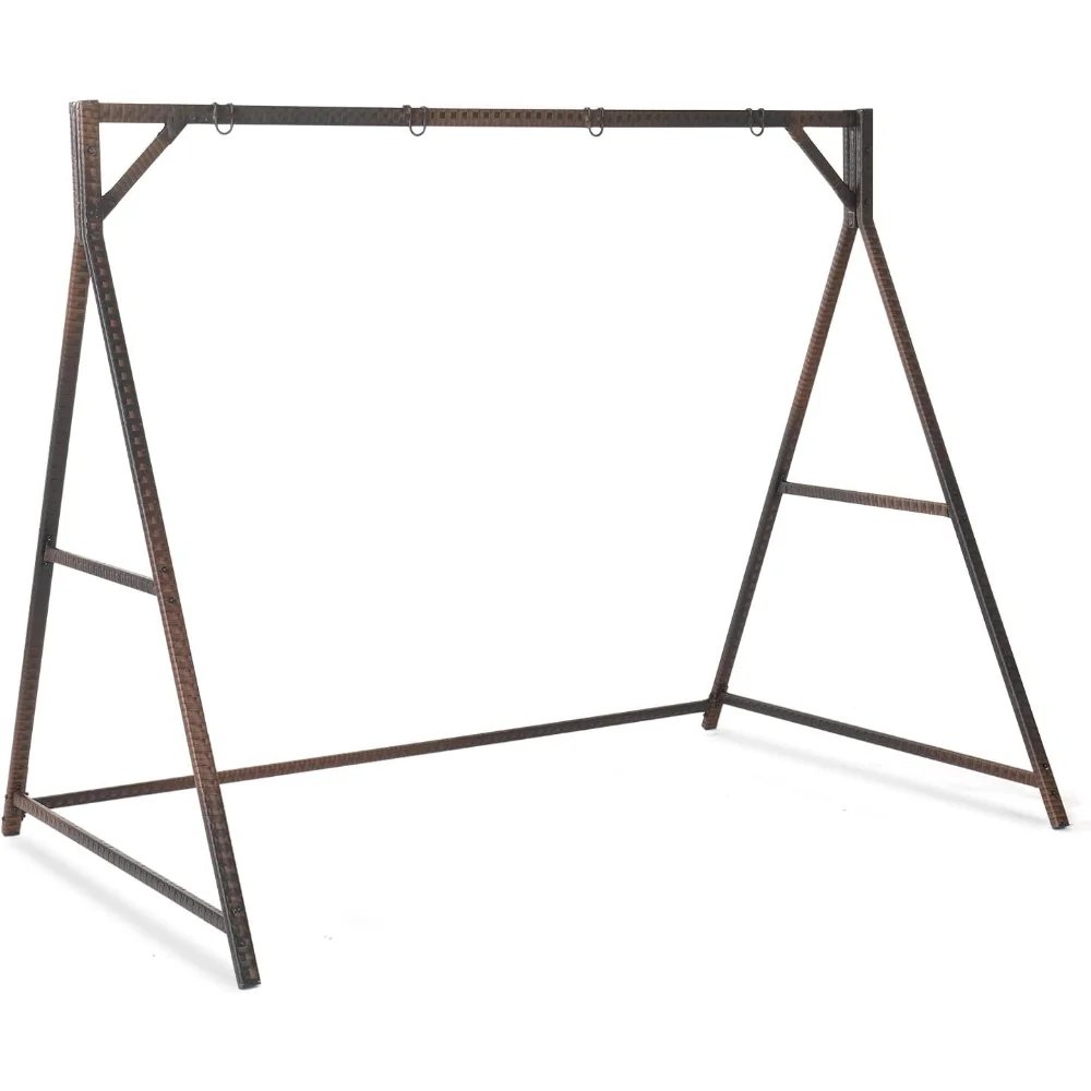 

Porch Swing Frame, 7 FT Rattan Outdoor Swing Stand, Heavy Duty Swing Stand Frame with Metal Frame, 4 Hanging Rings