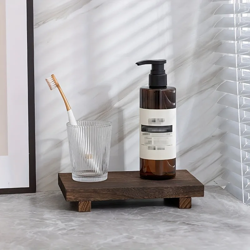 1 قطعة صينية الحمام الخشبية الركيزة حامل ديكور الحمام ديكور خشبي الناهض المطبخ حامل أطباق الصابون لعداد الغرور