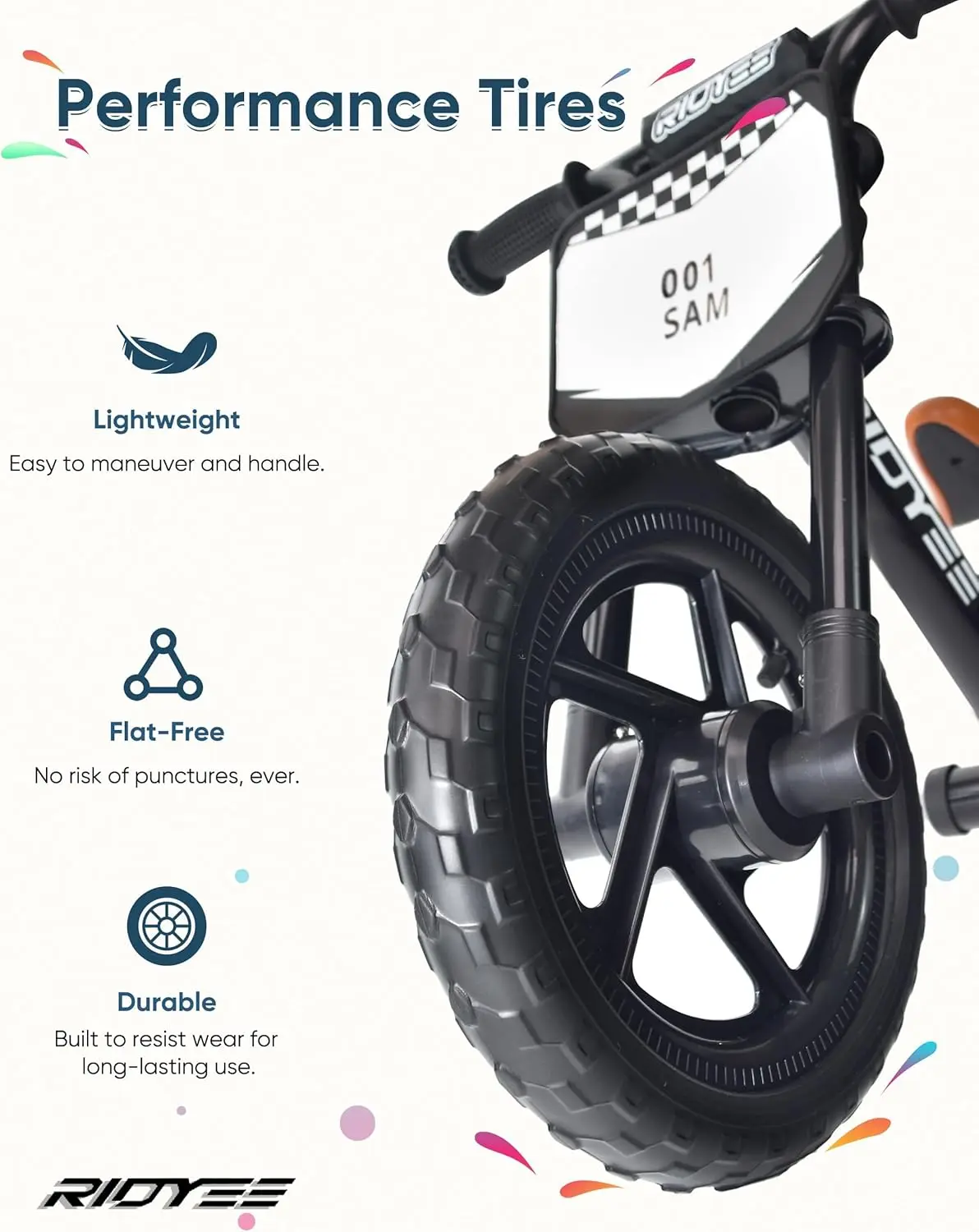 Toddler Balance Bike 2 Year Old, Kids Balance Bike for 2 to 5 Year with Tool-Free Adjustment, Limited Steering, Footrest, Custom